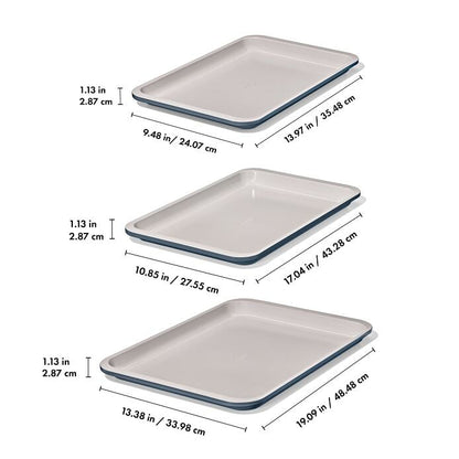 Non-Stick Pro Ceramic Coated Metal Bakeware 3Pc Set - Storm Blue - US 9931