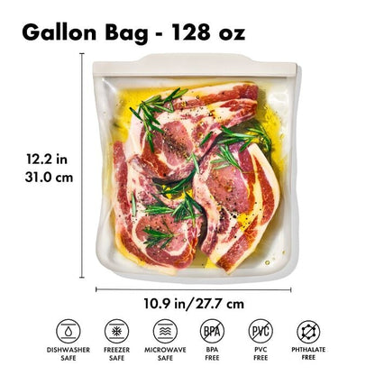 Silicone Reusable Bag - Gallon Bag (128 oz) - Oat - US 6964