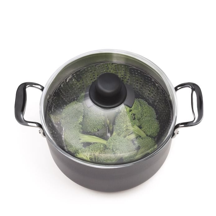 Stainless Steel Steamer with Extendable Handle - US 7956