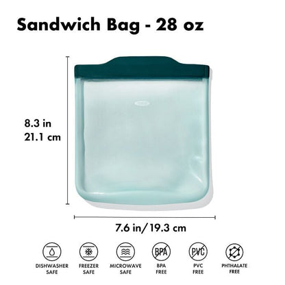 Silicone Reusable Bag - Sandwich Bag (28 oz) - Lagoon - US 8136