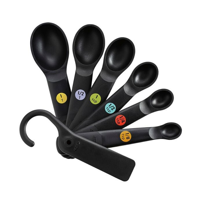 7 Piece Plastic Measuring Spoons - Black - US 8828
